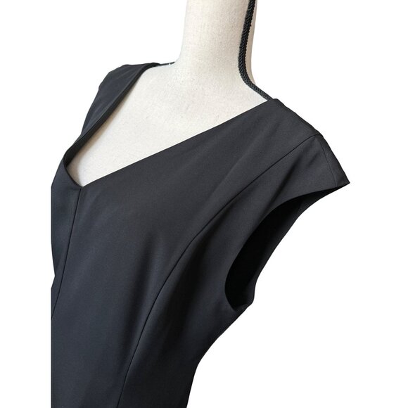 Elena Wang Black Dress NEW Sleeveless Tiny Cap Double V Lined Size XXL - Picture 4 of 7